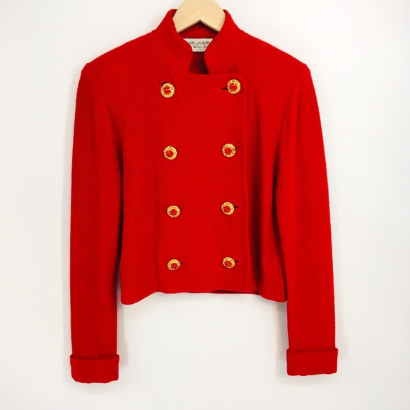 St. John Jackets & Blazers - St. John Red Double Breasted Santana Knit Blazer